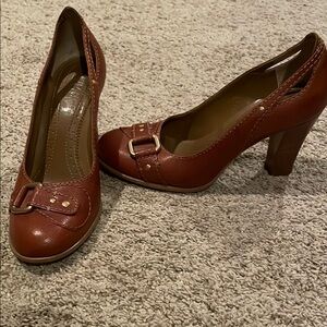 Franco Sarto Tan Buckle Heels